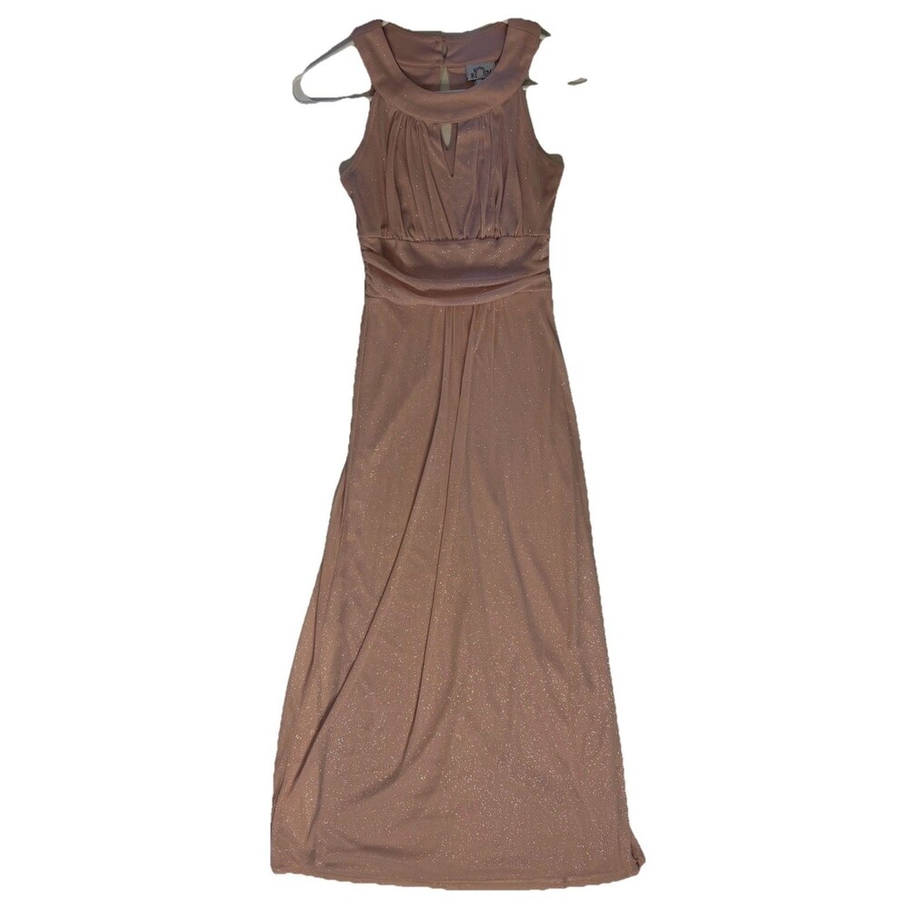 Sweet Storm Pink Glitter Maxi Dress Size S Sleeveless Formal Evening Gown